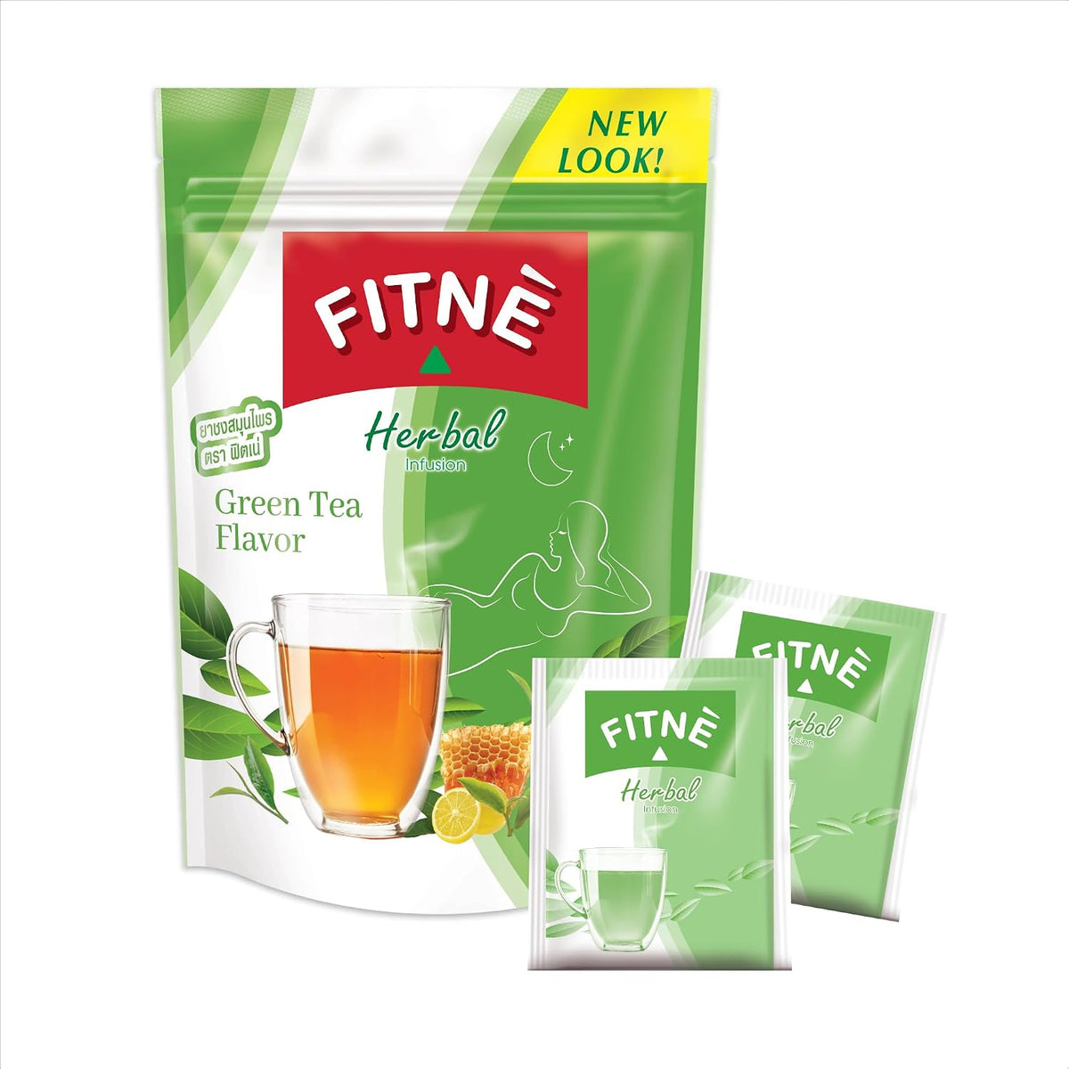 FITNÈ Green Tea Herbal Honey Lemon With Garcinia Senna Infusion, High Antioxidant No Calories Stevia Sweetener