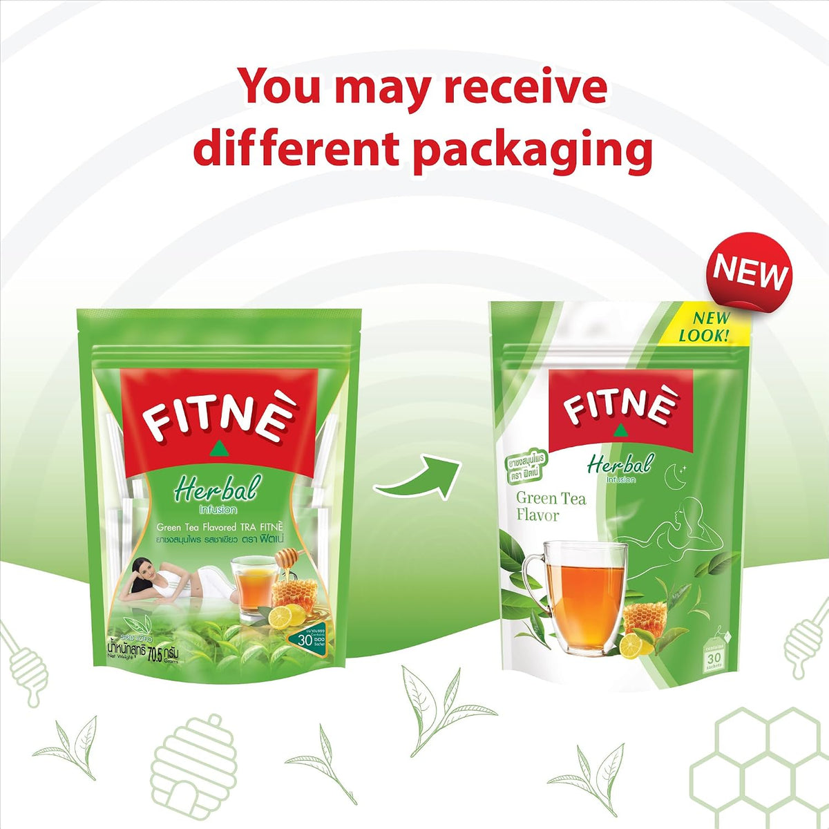 FITNÈ Green Tea Herbal Honey Lemon With Garcinia Senna Infusion, High Antioxidant No Calories Stevia Sweetener