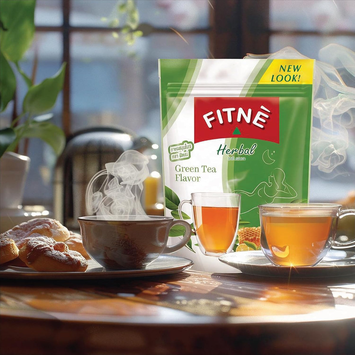 FITNÈ Green Tea Herbal Honey Lemon With Garcinia Senna Infusion, High Antioxidant No Calories Stevia Sweetener