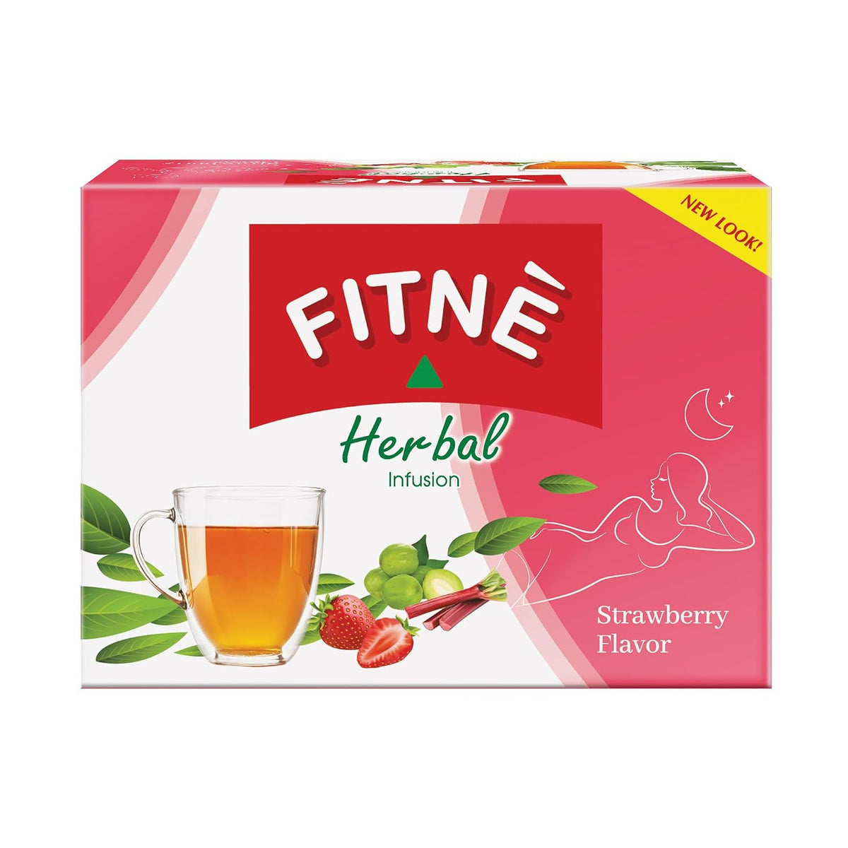 FITNÈ Strawberry Herbal Detox Tea Fruity Myrobalan Rhubarb Senna Infusion, High Antioxidant No Calories Stevia Sweetener