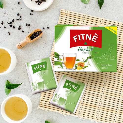 FITNÈ Green Tea Herbal Honey Lemon With Garcinia Senna Infusion, High Antioxidant No Calories Stevia Sweetener